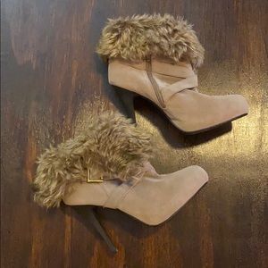 Winter Versatile Heel Boots with Fur - Tan